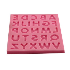 Pink liquid silicone 26-letter mold for fondant cake chocolate and DIY baking tools