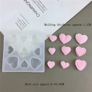 3D Heart Shaped Silicone Mold Love Pattern Multi Cavity For Resin Casting DIY Jewelry Pendant Chocolate Baking Mirror Surface Mold