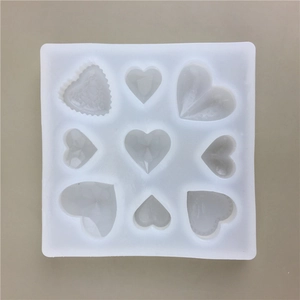 Translucent 9-cavity heart silicone mold for DIY resin jewelry making and pendants