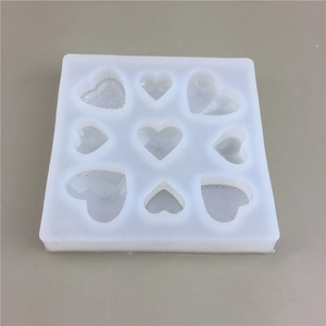 9-cavity 3D heart silicone mold for resin and soap DIY with LOVE engraved texture
