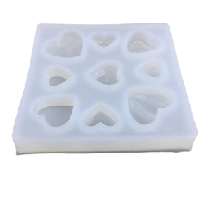 DIY silicone mold with nine various heart shapes for resin jewelry pendants and crafts