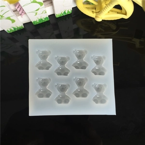 Moule en silicone à 8 oursons avec surface miroir pour pendentifs et bijoux DIY