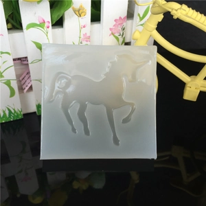 Translucent square silicone mold with detailed 3D unicorn design for DIY resin casting