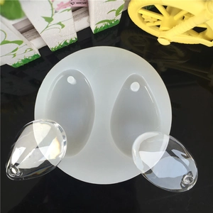 DIY teardrop oval resin jewelry silicone mold with clear transparent crystal pendants