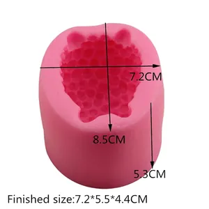 Pink silicone sheep mold for DIY handmade soap and candles with dimension details