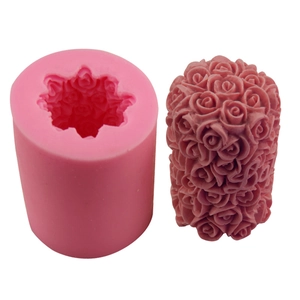 Rose Pillar Silicone Mold For Fondant Cake Chocolate Soap Candle Making DIY Baking Decorating Tool Heat Resistant Mold