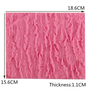 Pink tree bark texture silicone fondant mold for cake decoration, size 18.6x15.6x1.1cm