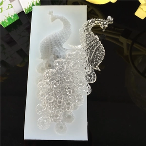 Peacock shaped DIY silicone mold set with clear resin peacock figure for resin casting