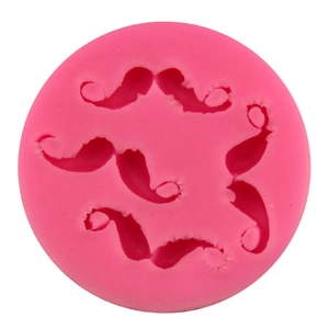 Pink silicone mustache mold with four cavities for chocolate fondant and DIY cake decoration