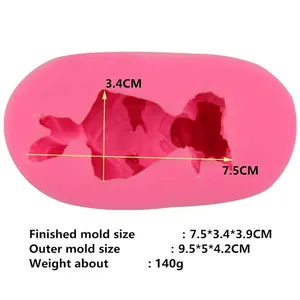 Pink silicone mold for DIY sleeping baby soap or chocolate with 7.5x3.4x3.9cm dimensions