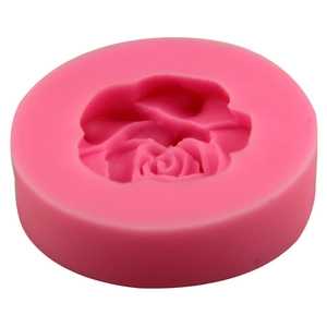 Pink silicone rose flower mold for DIY fondant cake baking and handmade soap crafts