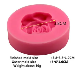 Pink silicone rose flower fondant mold for DIY cake baking and pastry decoration