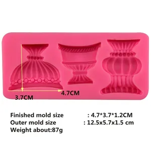 Pink silicone mold for DIY European vase shaped fondant, chocolate, and cake decorating