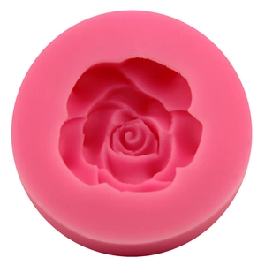 Pink 3D rose flower silicone mold for fondant baking and DIY craft projects