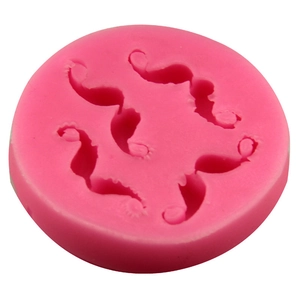 Pink silicone mustache mold with 5 cavities for fondant, chocolate and cake decorating