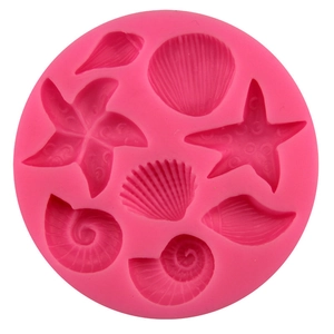 Pink starfish and seashell silicone mold for DIY fondant chocolate and baking projects