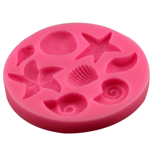 Pink starfish and seashell silicone mold for DIY fondant and chocolate cake decorating
