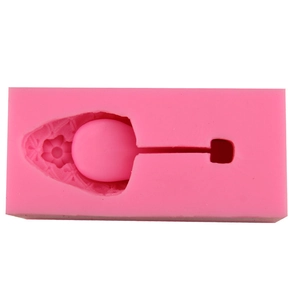 Stampo in silicone rosa per scarpe col tacco con motivi a cucchiaio e decori floreali