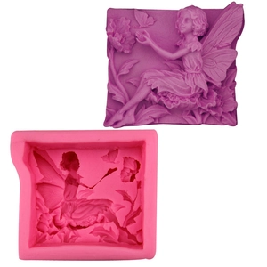 DIY Angel Sitting Holding Butterfly Flowers Silicone Mold For Handmade Soap Candle Resin Cake Decoration Relief Craft Mold