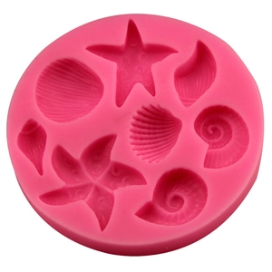 Pink starfish and seashell silicone fondant mold for DIY chocolate cake decoration