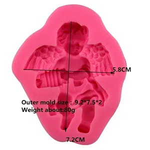Stampo in silicone rosa con angelo cupido per decorazione torte e sapone 9.2x7.5cm