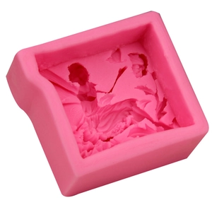 Pink angel holding flowers silicone mold for soap and cake DIY craft projects