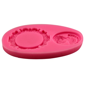 Stampo in silicone rosa per fondente con rilievo angelo vintage e motivi pizzo