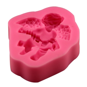 Stampo in silicone rosa con angelo Cupido per fondant, torte e sapone fatto a mano
