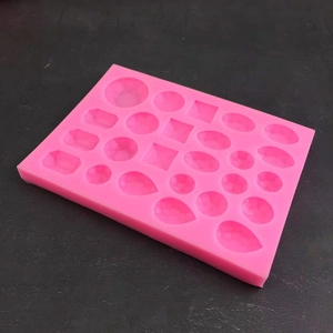 Stampo in silicone rosa con varie forme geometriche di pietre preziose per torte e cioccolato DIY