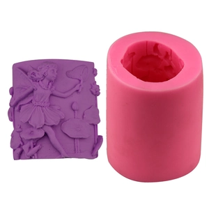 3D Fairy Girl Catching Butterfly Lotus Silicone Mold For Handmade Soap Candle Resin Craft Fondant Cake Decorating Tool