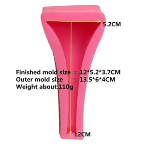 Pink silicone high heel shoe mold for fondant and chocolate baking with dimensions