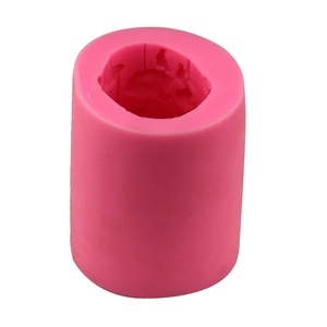 Pink cylindrical silicone mold for butterfly girl and lotus candle soap making