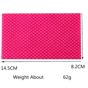 Pink mermaid scale texture silicone fondant mold with dimensions 14.5cm x 8.2cm