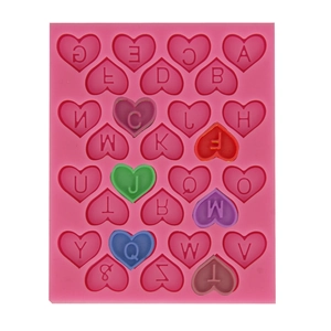 Heart Shape 26 Alphabet Letters Silicone Fondant Cake Mold For DIY Chocolate Candy Soap Jelly Baking Decorating Tool