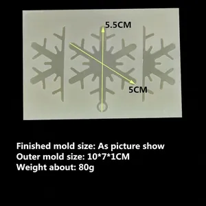 3D snowflake silicone mold with hanging hole for resin jewelry and DIY cake decoration
