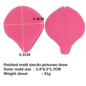2-piece pink leaf pattern silicone fondant molds with realistic vein texture for DIY baking