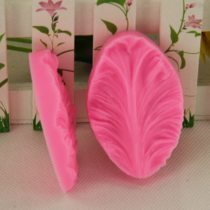 Pink tulip leaf silicone fondant mold with detailed leaf vein textures for DIY baking