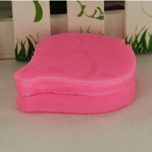 Pink leaf-shaped flexible silicone fondant mold for DIY cake decorating and baking