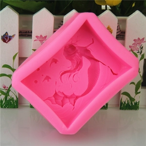Pink silicone mermaid profile mold for handmade soap, fondant, and plaster crafts