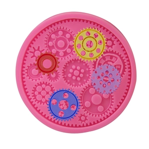 Steampunk Industrial Gear Silicone Mold Round Pink Mechanical Parts Fondant Cake Decoration Baking Tool DIY Chocolate Craft