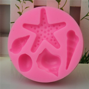 Pink silicone seashell starfish mold for fondant cake and chocolate crafting