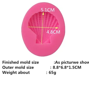 Pink seashell silicone mold for DIY chocolate fondant and resin casting 5.1cm