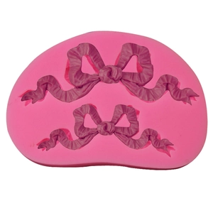 Moule en Silicone Nœud Papillon et Ruban pour Décoration de Gâteau Fondant Chocolat Mariage Fête Outil de Pâtisserie Rose
