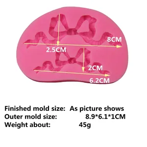 Moule en silicone rose avec deux tailles de nœuds pour décoration de gâteaux de mariage
