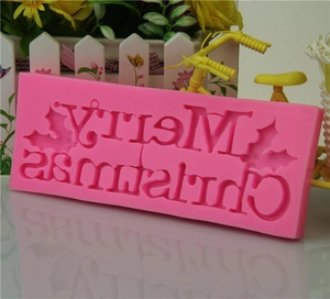 Rosa Silikonform mit Merry Christmas Schriftzug für Kuchendekoration und Backen