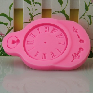 Pink silicone clock mold with roman numerals for steampunk chocolate fondant baking
