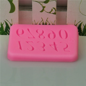 Pink silicone mold featuring numbers 0-9 for fondant cake and chocolate DIY baking decoration