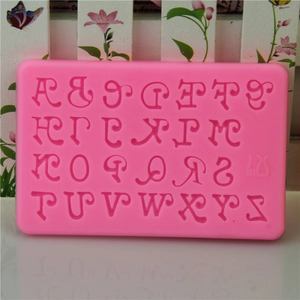 3-piece pink silicone baking mold set with decorative A-Z letters for DIY cake decorating