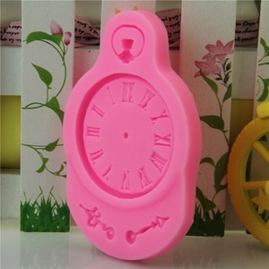 Pink silicone mold with clock and roman numerals for fondant baking and DIY resin crafts