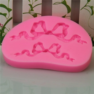 Moule en silicone rose avec ruban nœud pour décoration gâteau mariage et chocolat